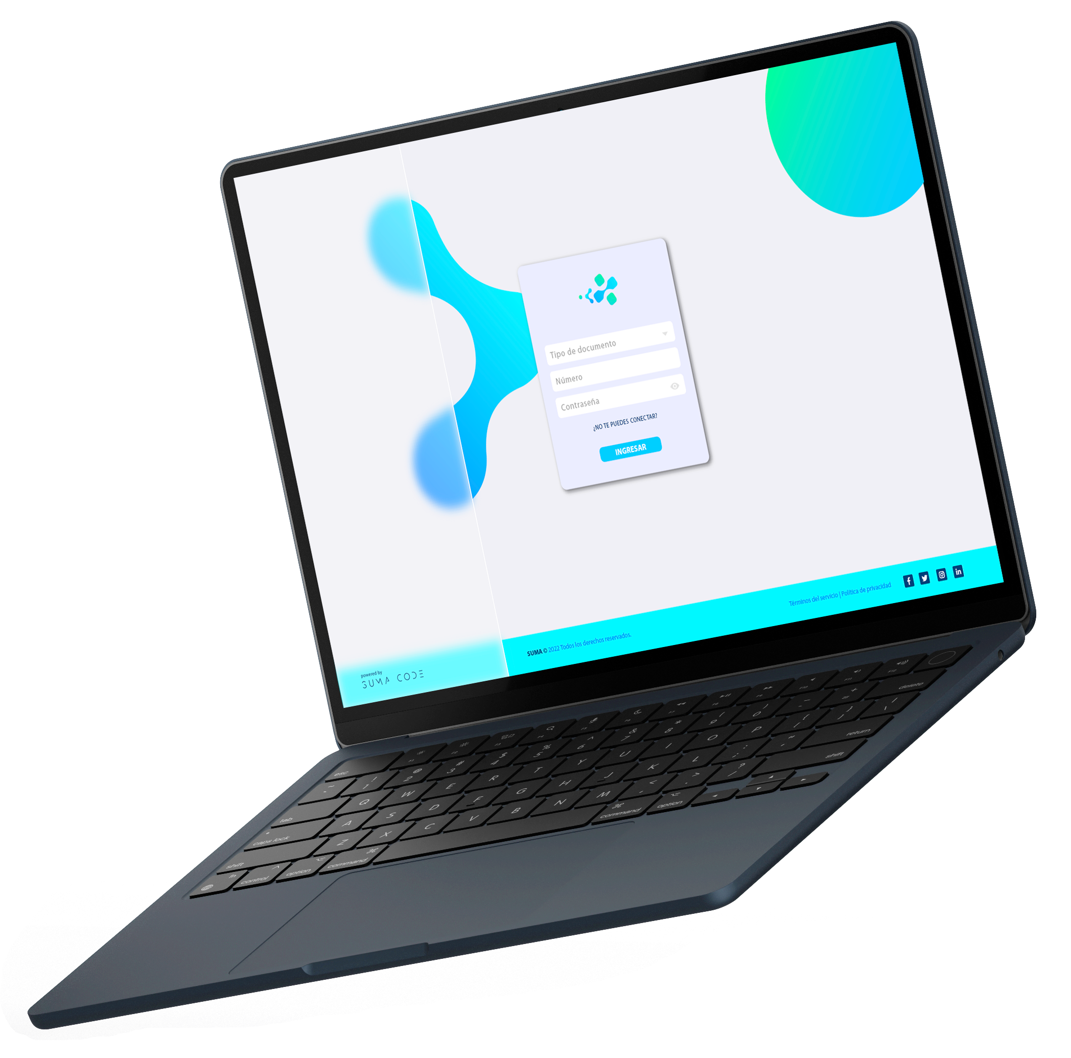 Vista del producto SUMA en un laptop