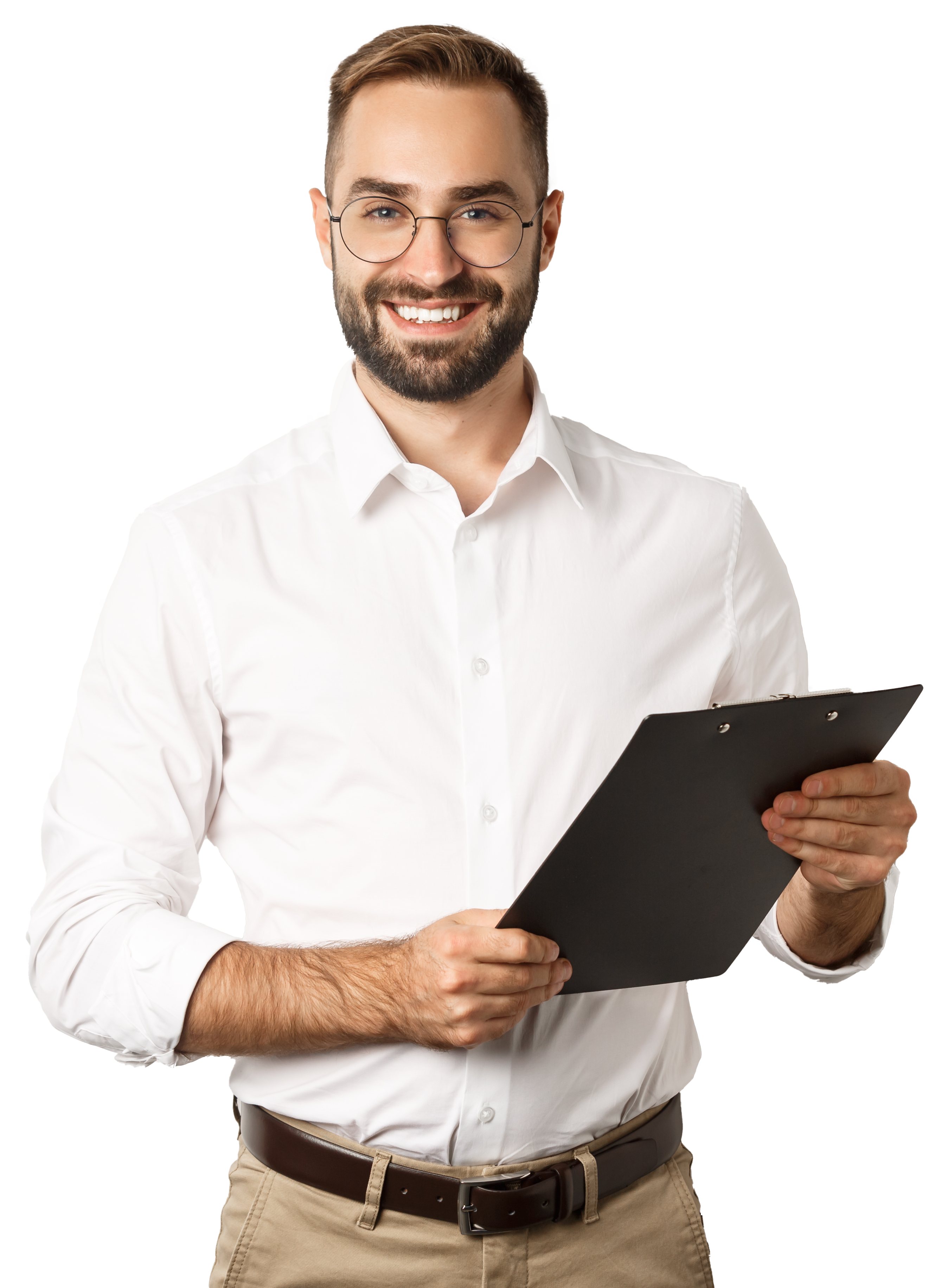 Profesional sosteniendo una carpeta de trabajo